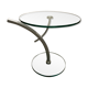 Table d'appoint, plateau en verre et pied métal année 80