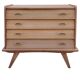 Renovated vintage commode from the 1960s in oak with slanted profile and tapered legs.