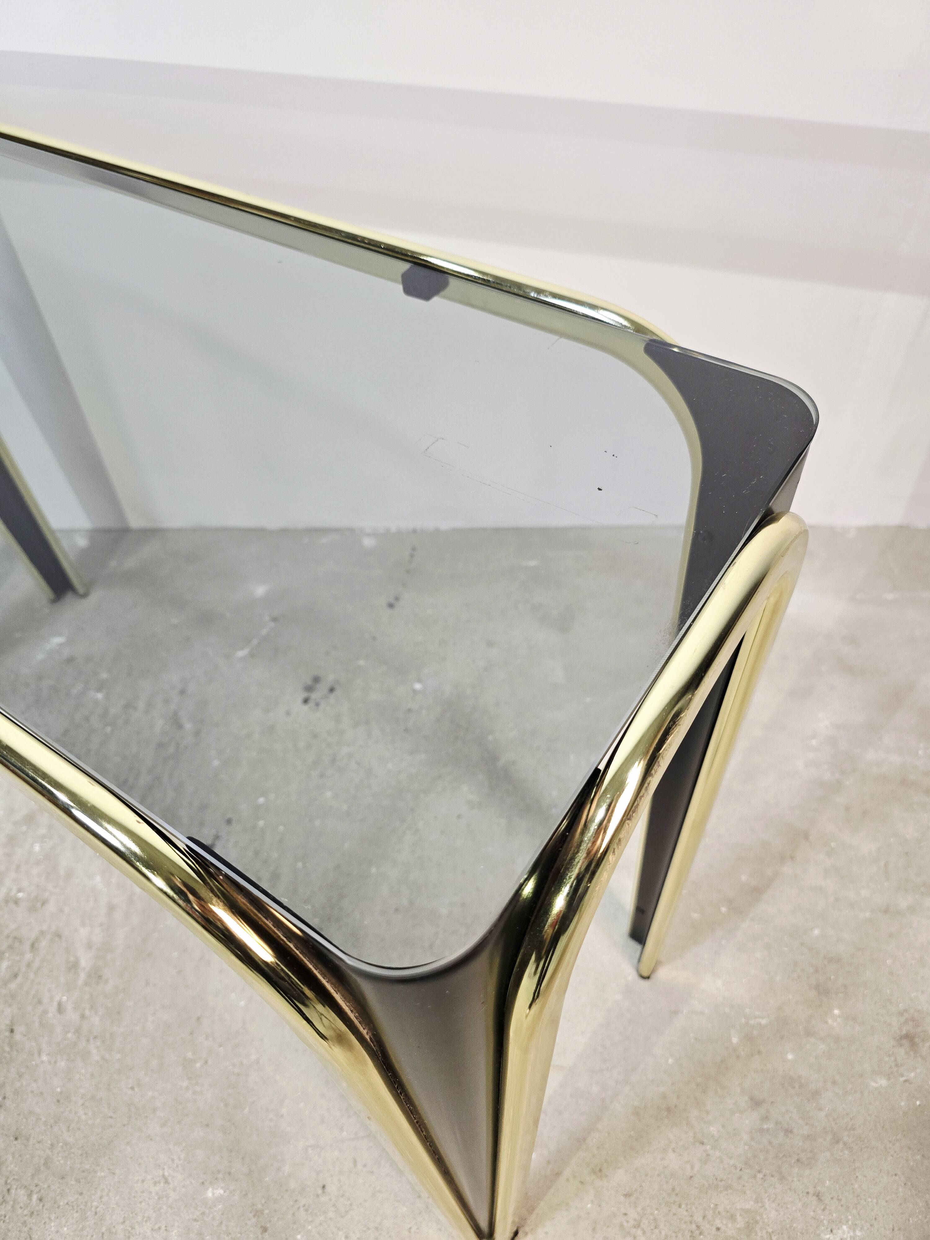 1950s glass and gold console table – Mid-century modern style