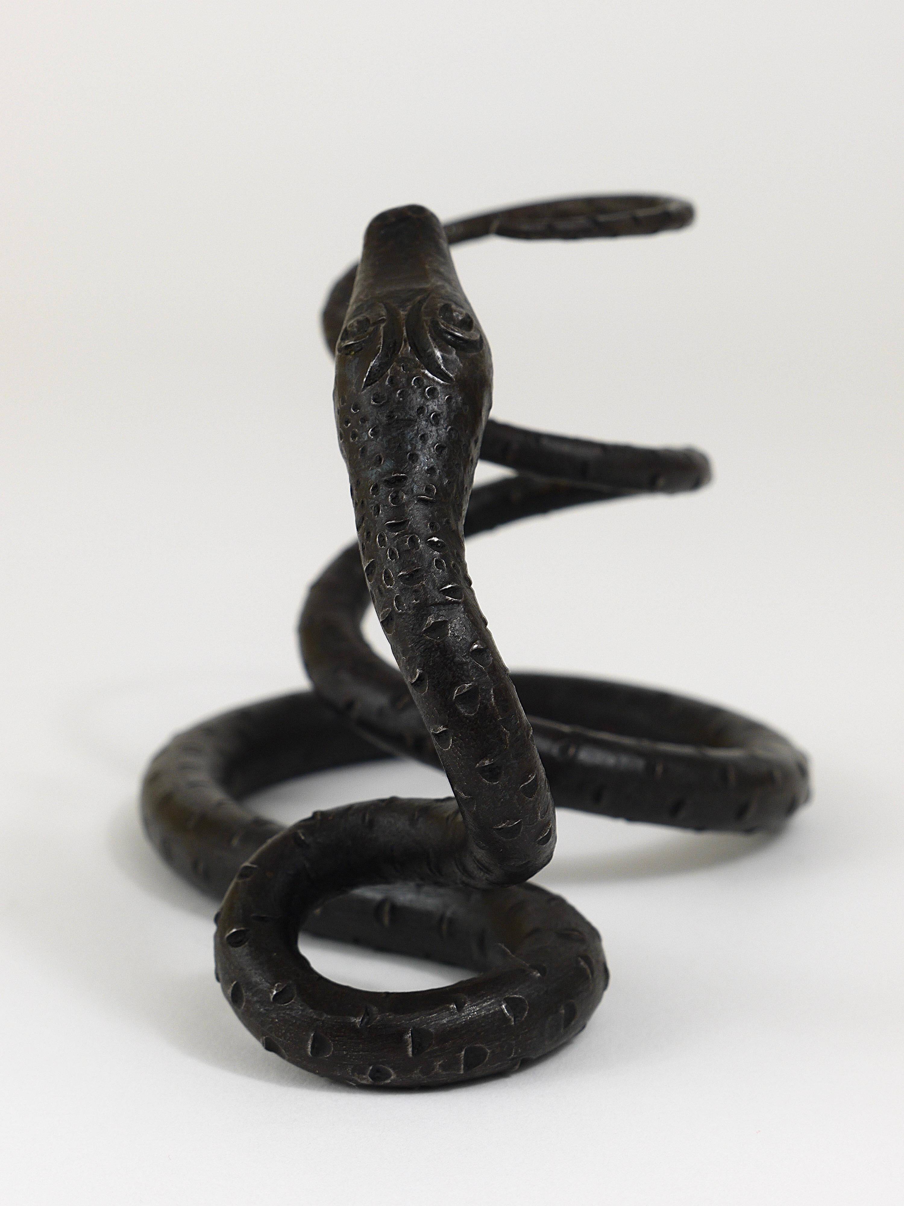 Sculpture of a serpent or wrought iron serpent in the style of Edgar Brandt, Austria, 1920s.