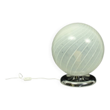 Mid Century Swirl Murano Table Ball Lamp with Chrome base