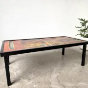 Coffee table by Robert and Jean Cloutier in enamelled lava and metal, 1950s.