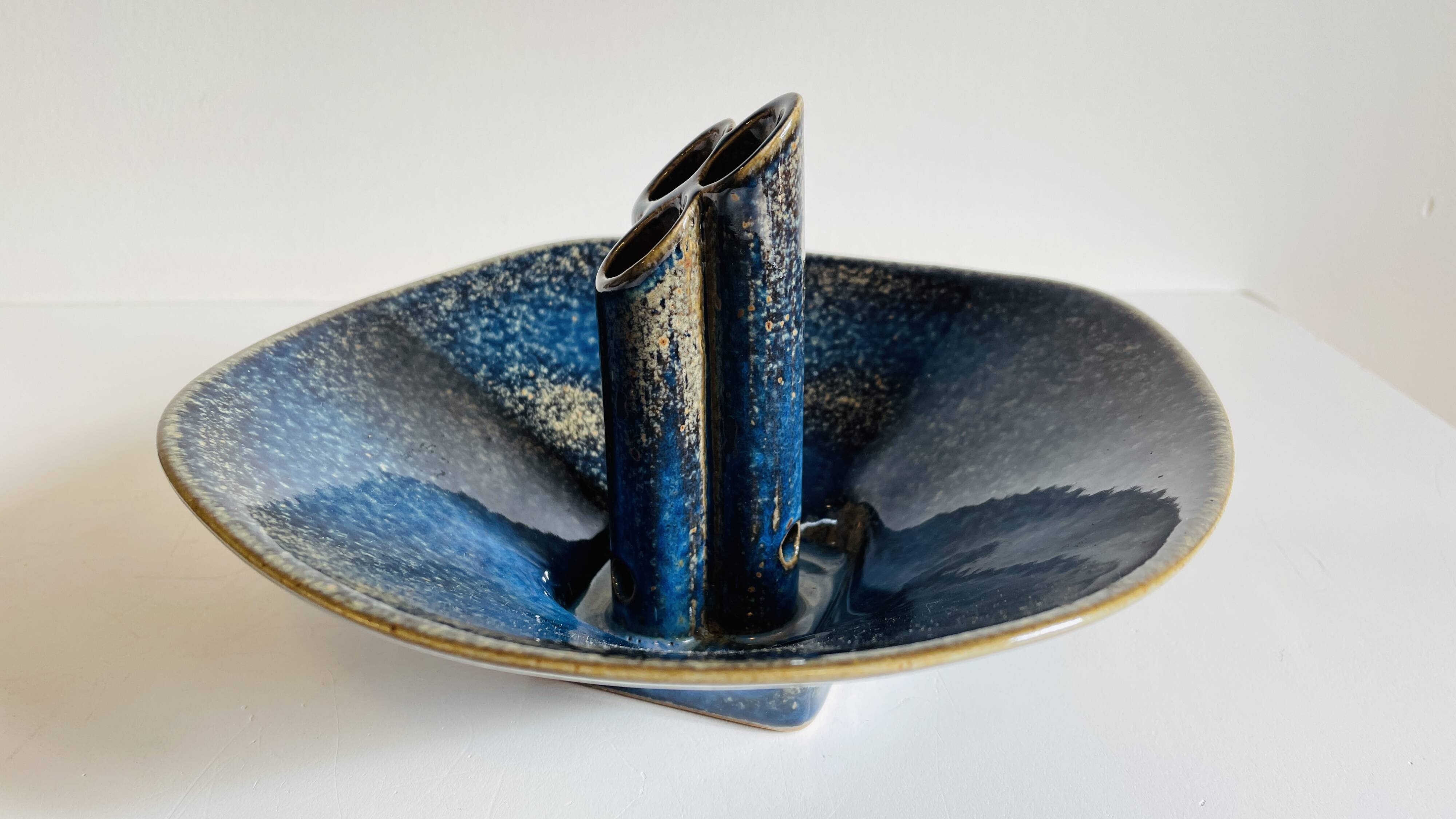 Vase céramique bleue vintage
