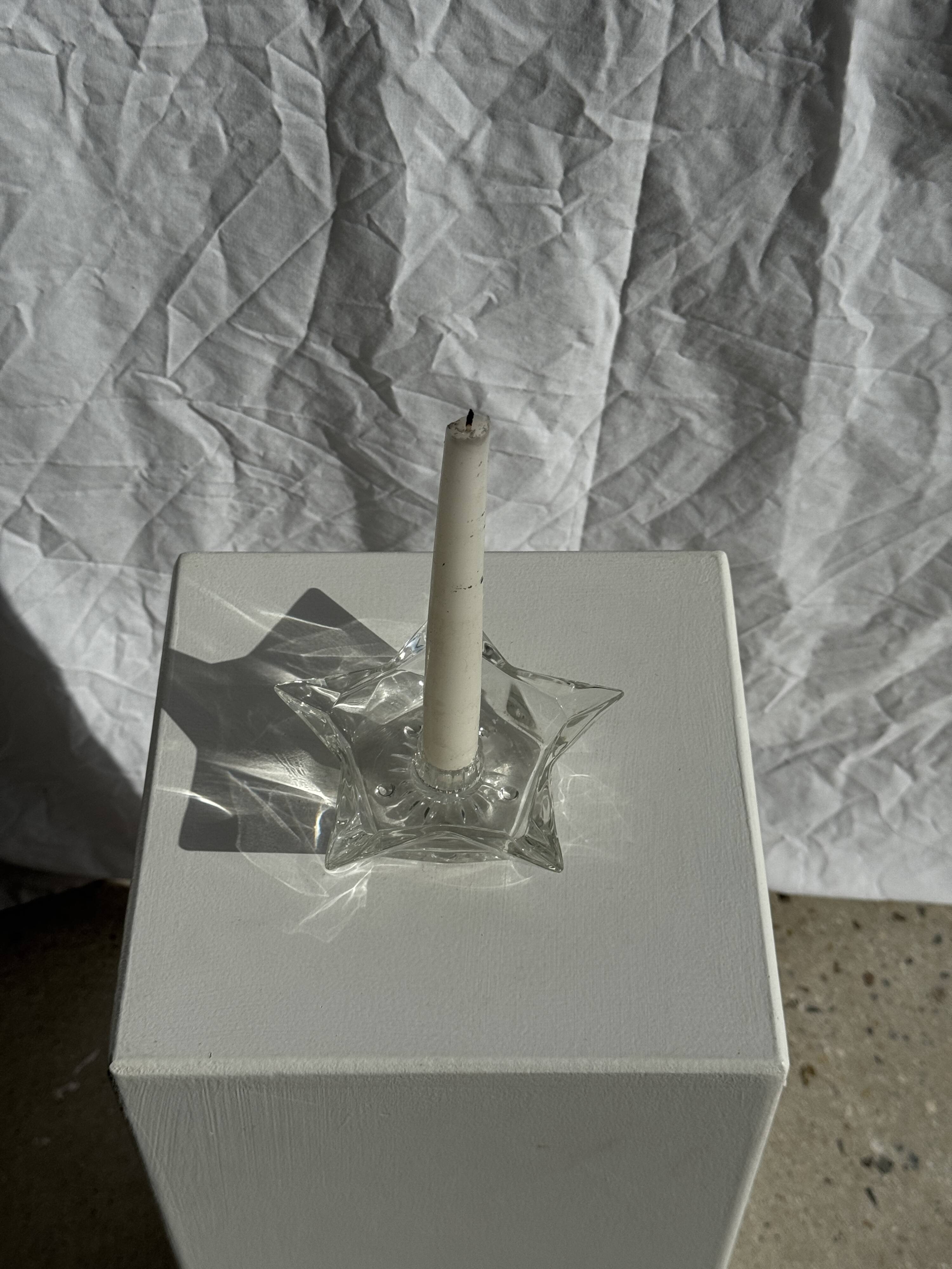 Vintage glass star candle holder D13