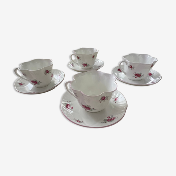 Set of 4 english porcelain tea cups