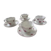 Set of 4 english porcelain tea cups