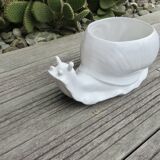 Cache pot zoomorphe "escargot" en céramique blanche 1970 1980