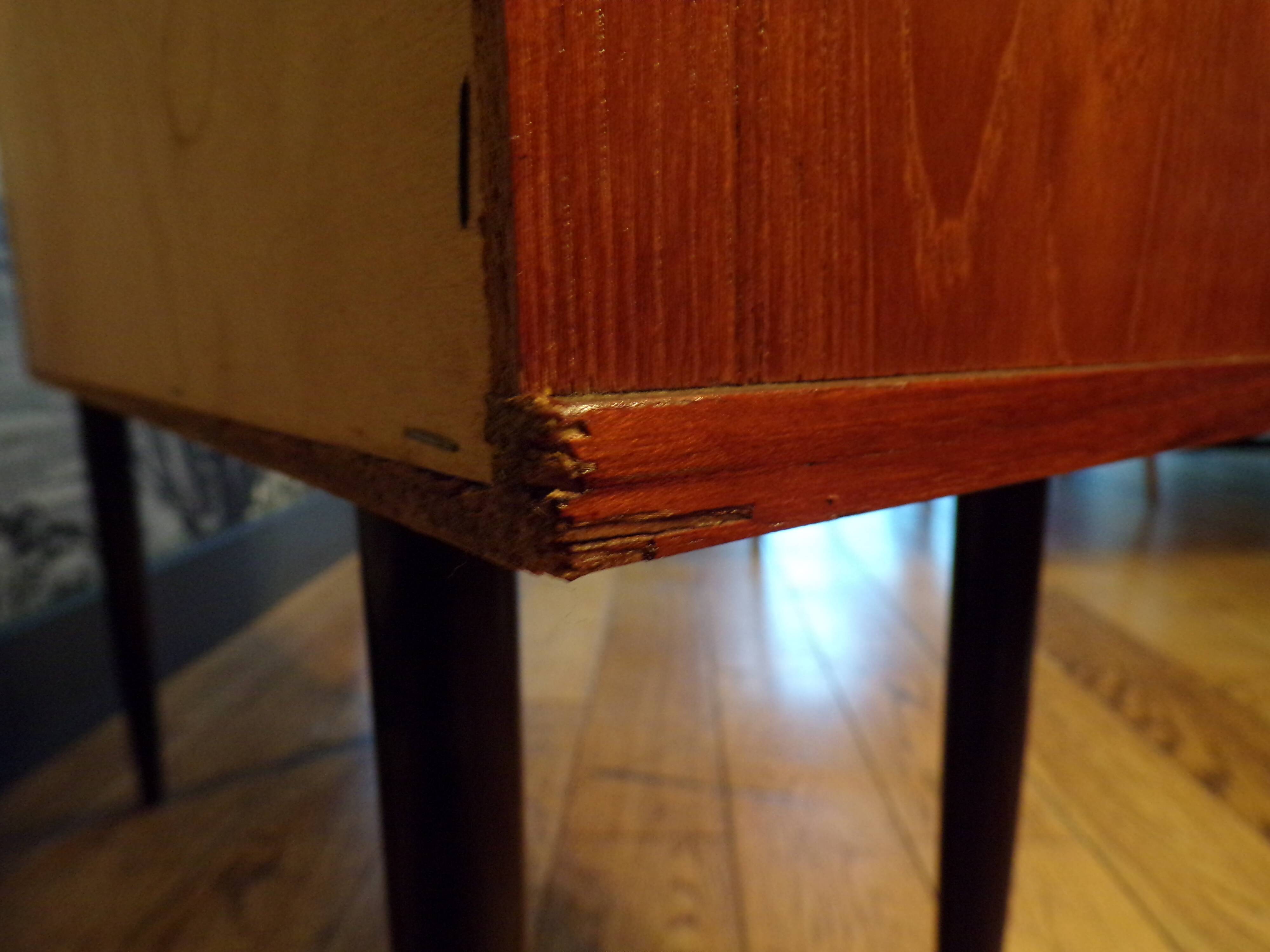 Mini teak sideboard with one door and two drawers