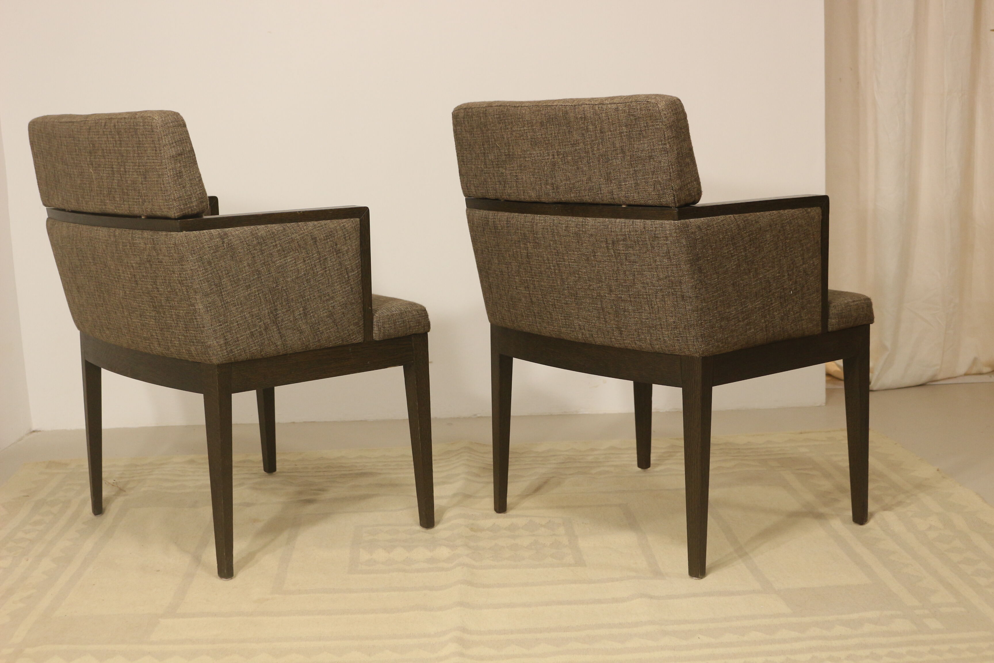Pair of armchairs cube year 1960 fabric chiné brown color