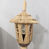 Floor lamp in rattan and vintage bamboo