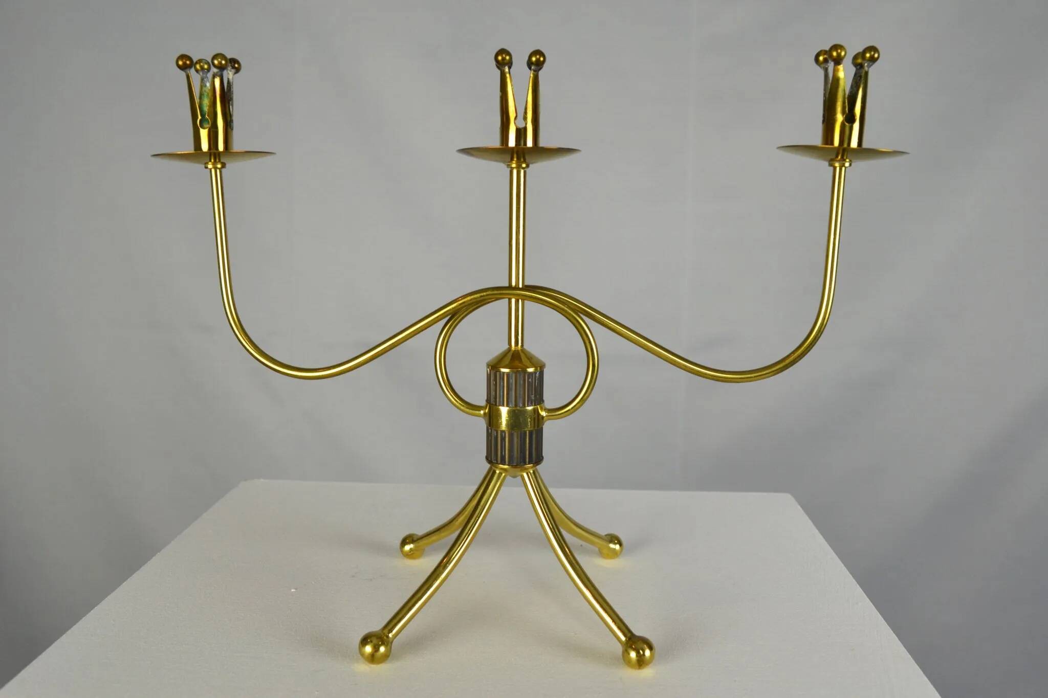 Brass candelabra by Gunnar Ander for Ystad-Metall , Sweden 1950s