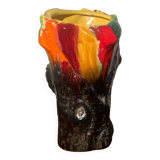 Multicolored Trunk Vase Vallauris Circa 1960 Vintage