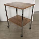 Desserte vintage en bois et chrome