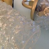 Pair of tulip glass and gold/vintage metal wall lamps 60/70