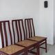 4 Glossy wine red cane seat chairs | Italy | 1970s