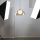 Space-age italian brass, opaline and plexiglass pendant lamp