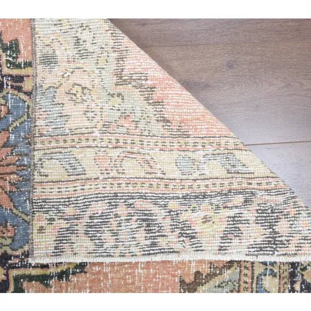 Vintage Turkish Oushak Handmade Wool Cotton Orange Runner 81x345