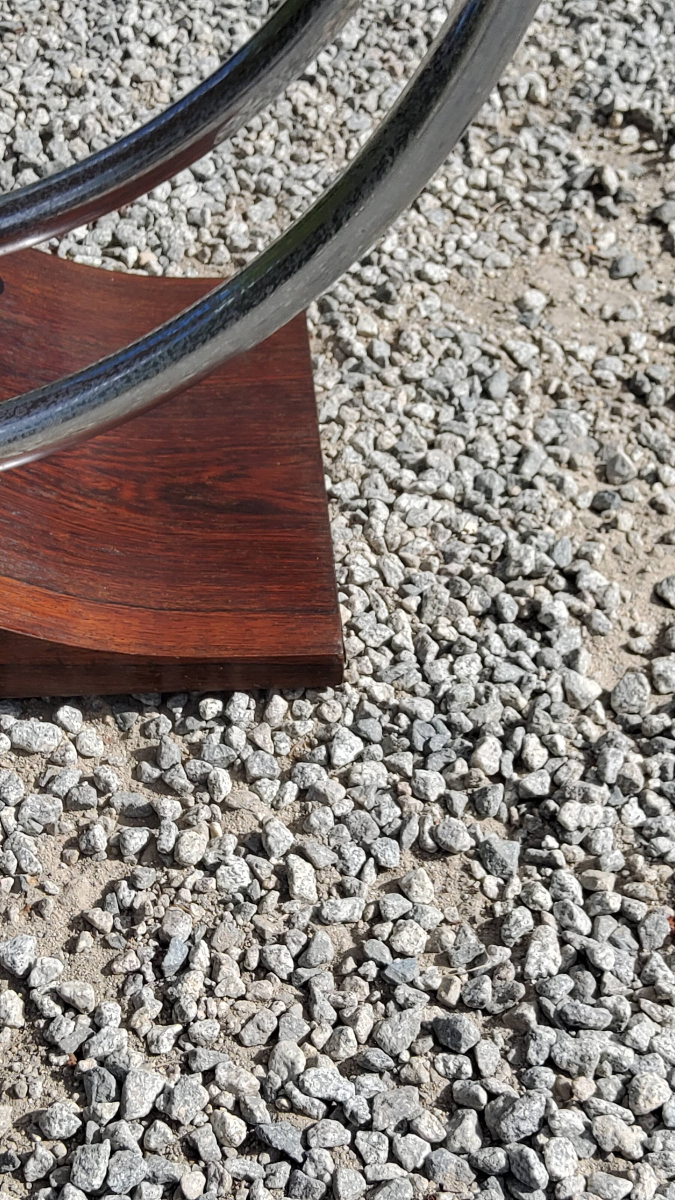 Art deco coffee table mirror base chrome and rosewood