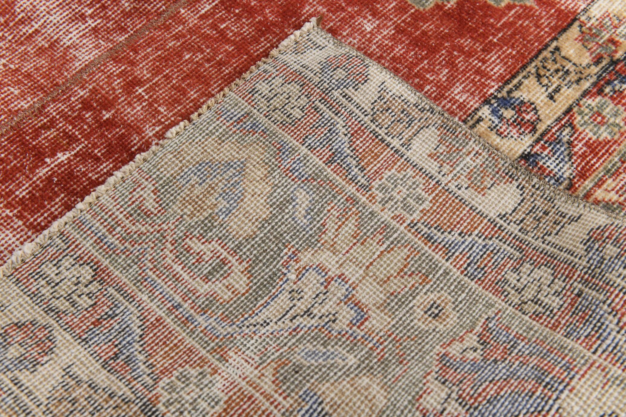 4x7 Red & Cream Vintage Area Rug 126x236Cm SK 17738