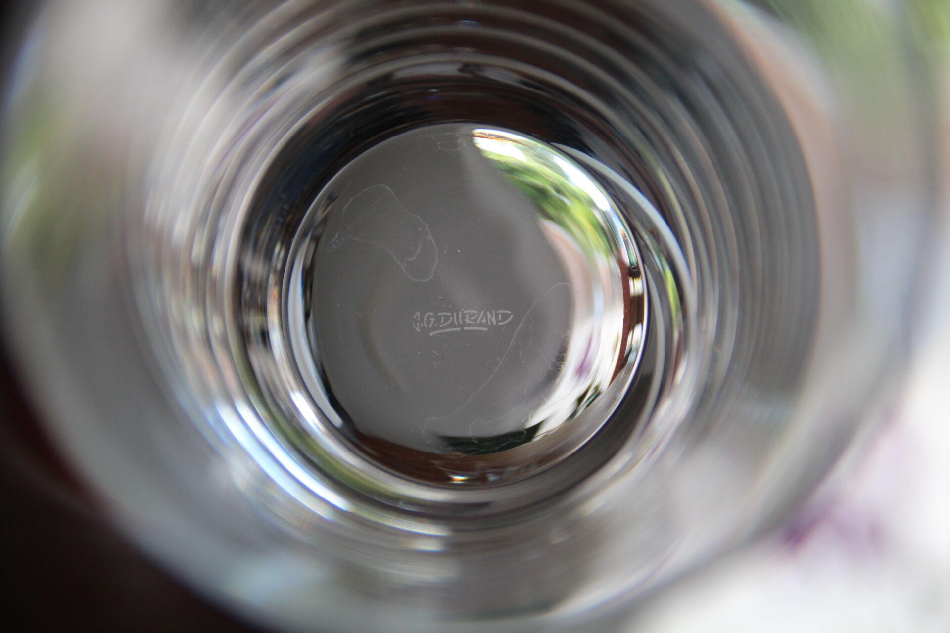 6 large engraved crystal glasses signed