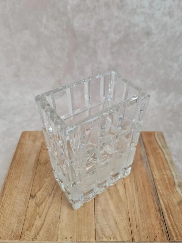 Vintage glass vase with geometric design