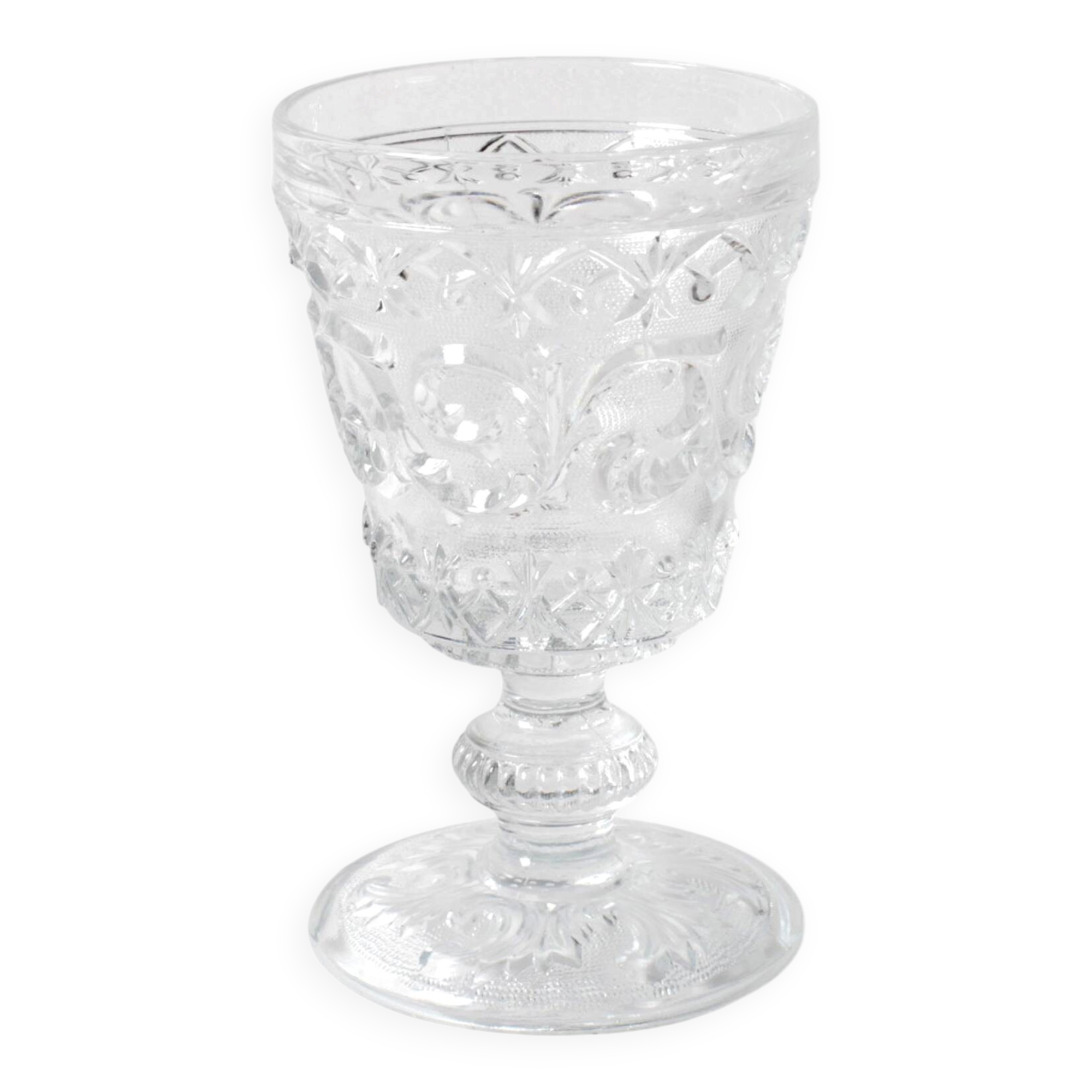 Vintage Clear Stem Glass Arabesque / Wine Goblet Baccarat / France / 1840s