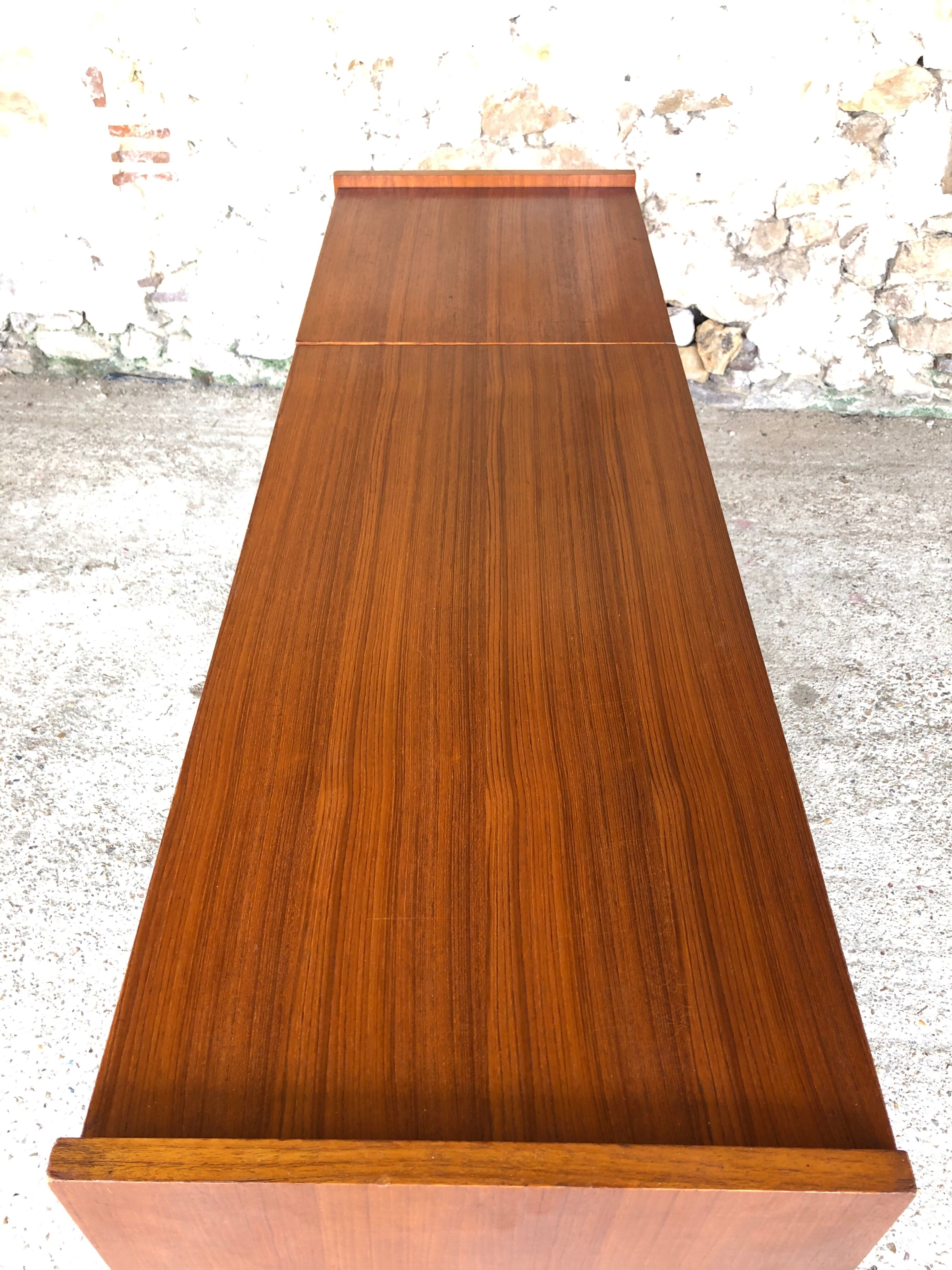 Vintage modular chest of drawers in teak and grey skaï, circa 60's