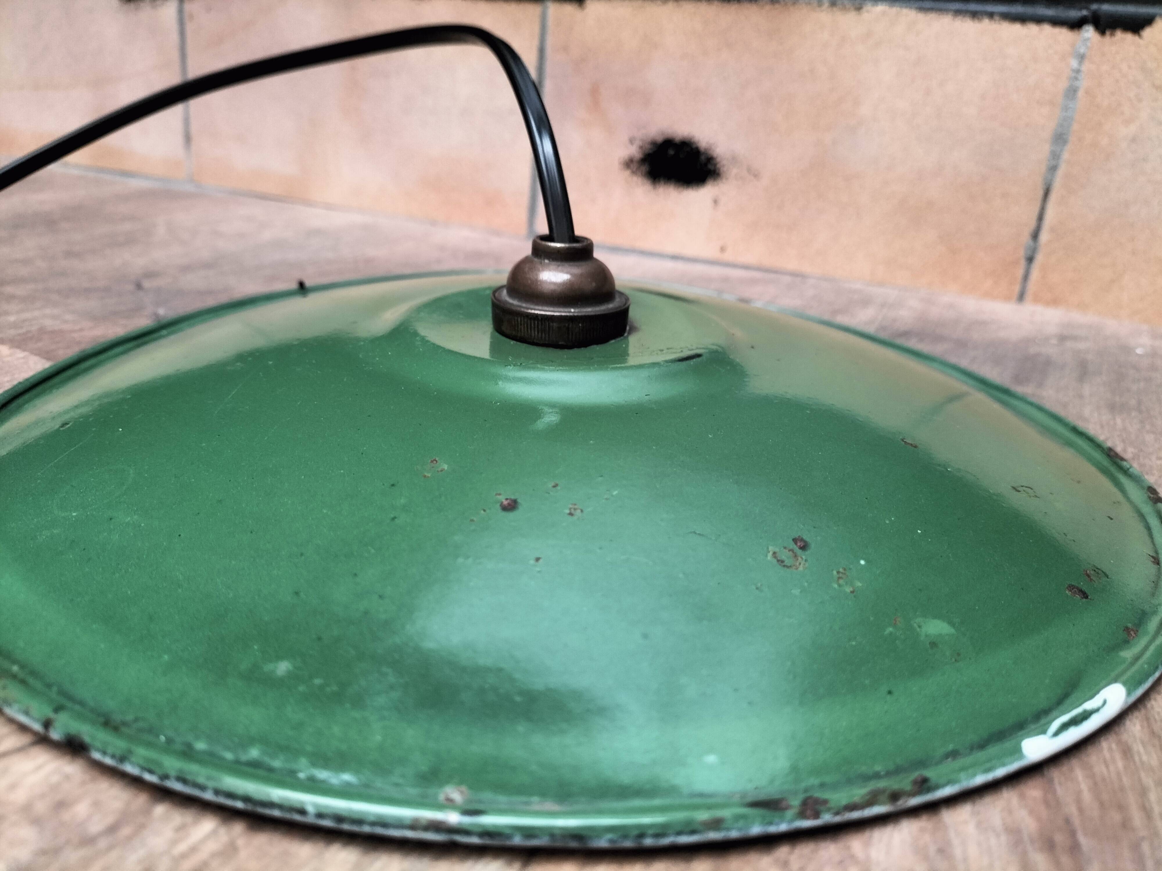 Enameled sheet metal pendant lights