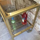 Desserte bar vintage two brass trays