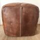 Pouf en cuir vintage carré