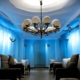 Large Sputnik Bronze & Glass Chandelier, 1960s