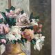 Bouquet in a gold vase, oil on canvas