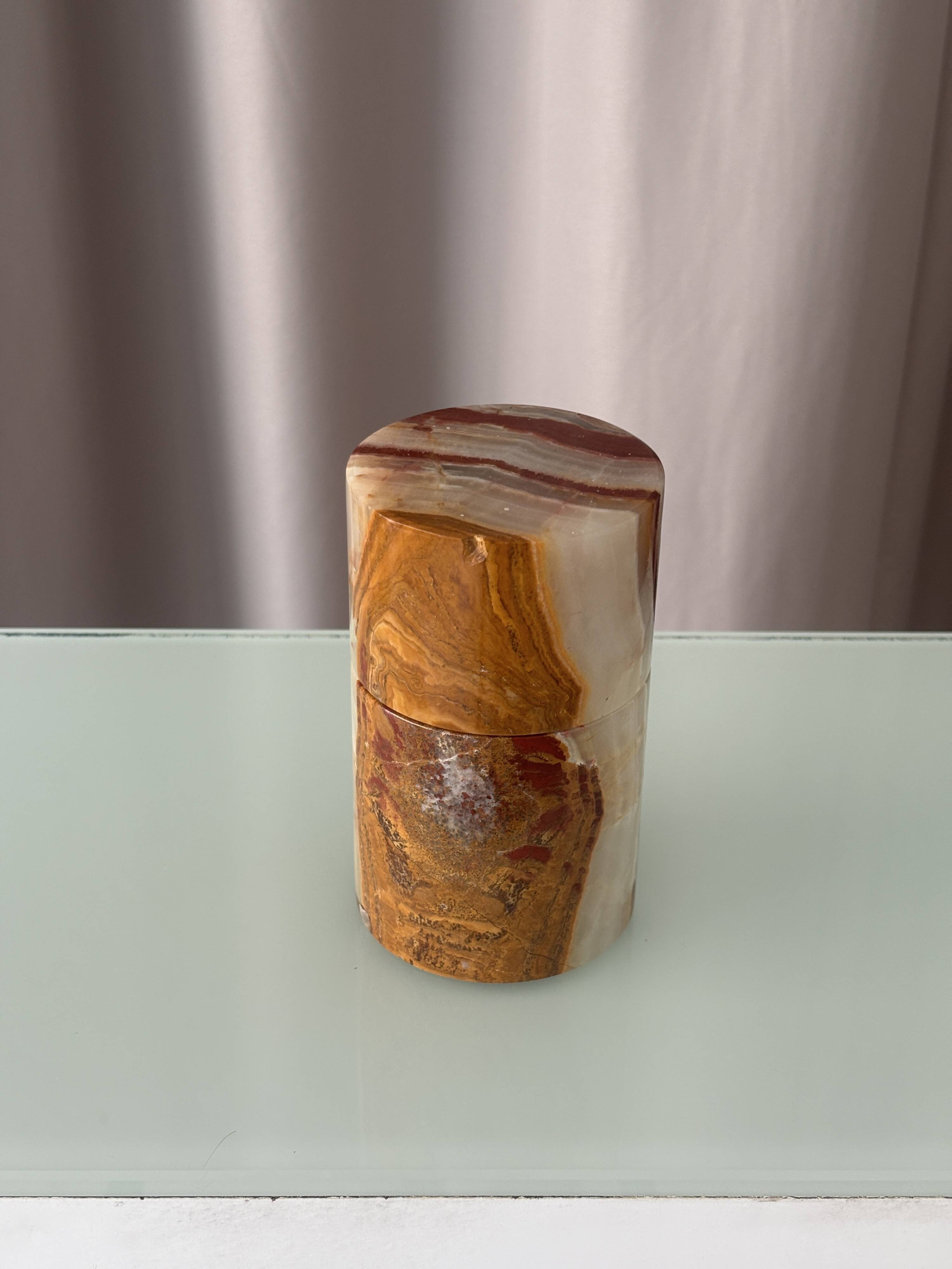 Vintage Hand-Carved Onyx Vessel | Cachepot | Sculptural Stone Bowl