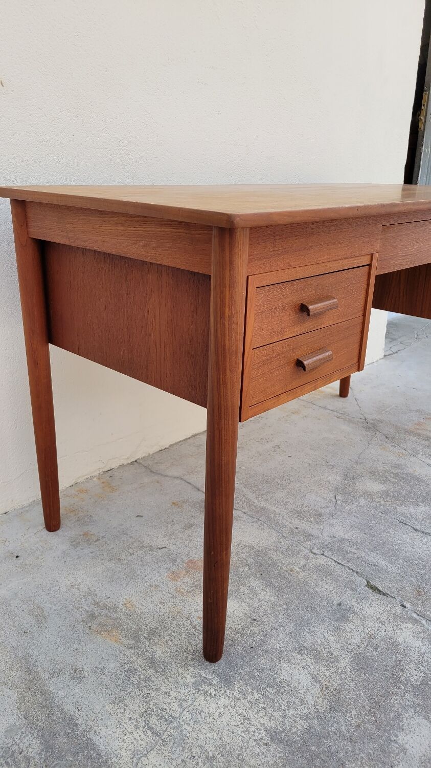 Danish Scandinavian desk in vintage teak 5 drawers, 1950s
