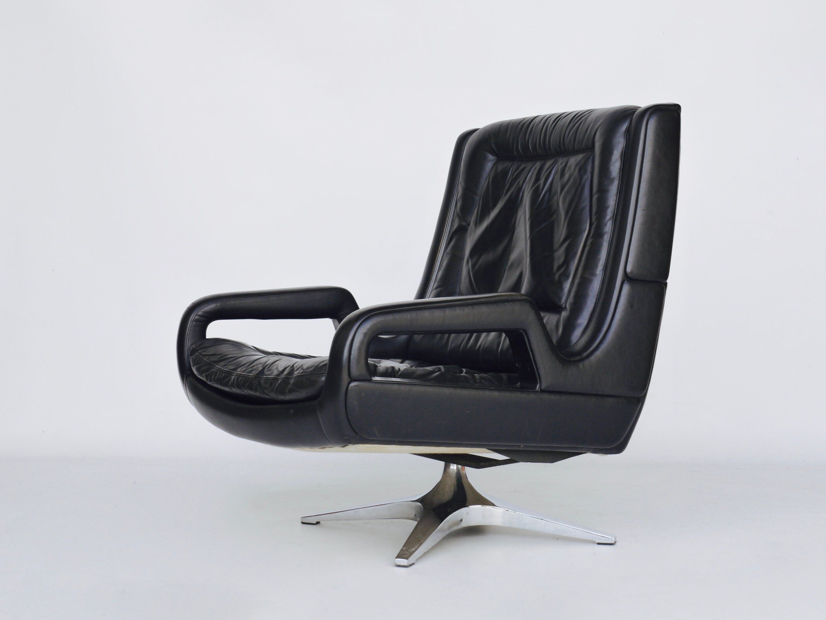 Leather Swivel Lounge Chair. 1960s