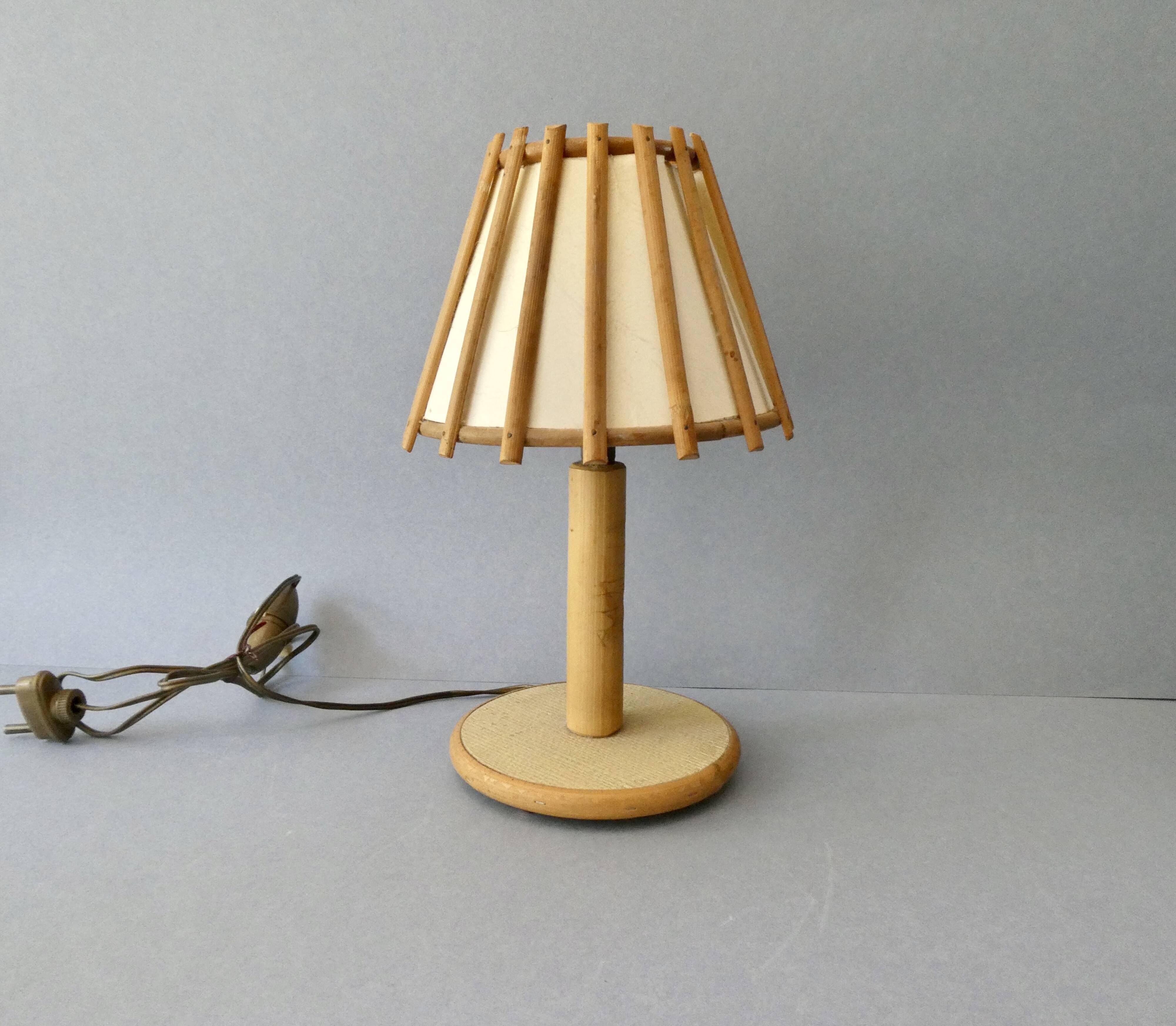 Rattan lamp Art Vannerie France, 70s