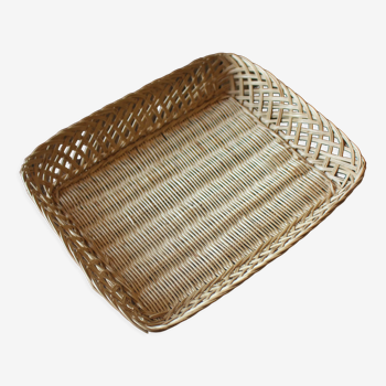 Basket wicker rectangle borders openwork vintage basketry