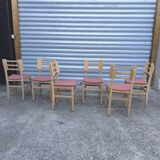 Set de 6 chaises en bois brut