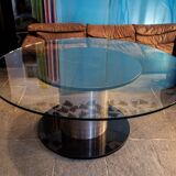 Space Age marble, glass and steel table, 1970s