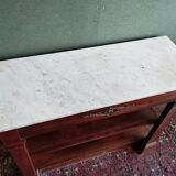 Solid wood console with white marble top in neoclassical style