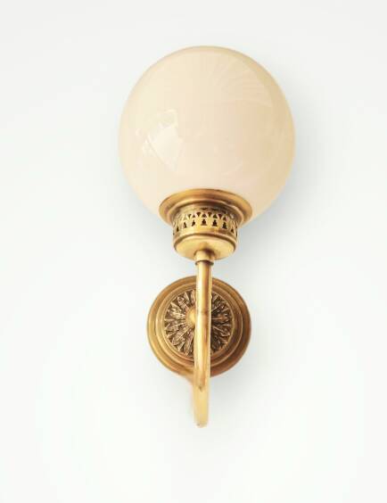 Pair of Napoleon III style brass and opaline wall lights