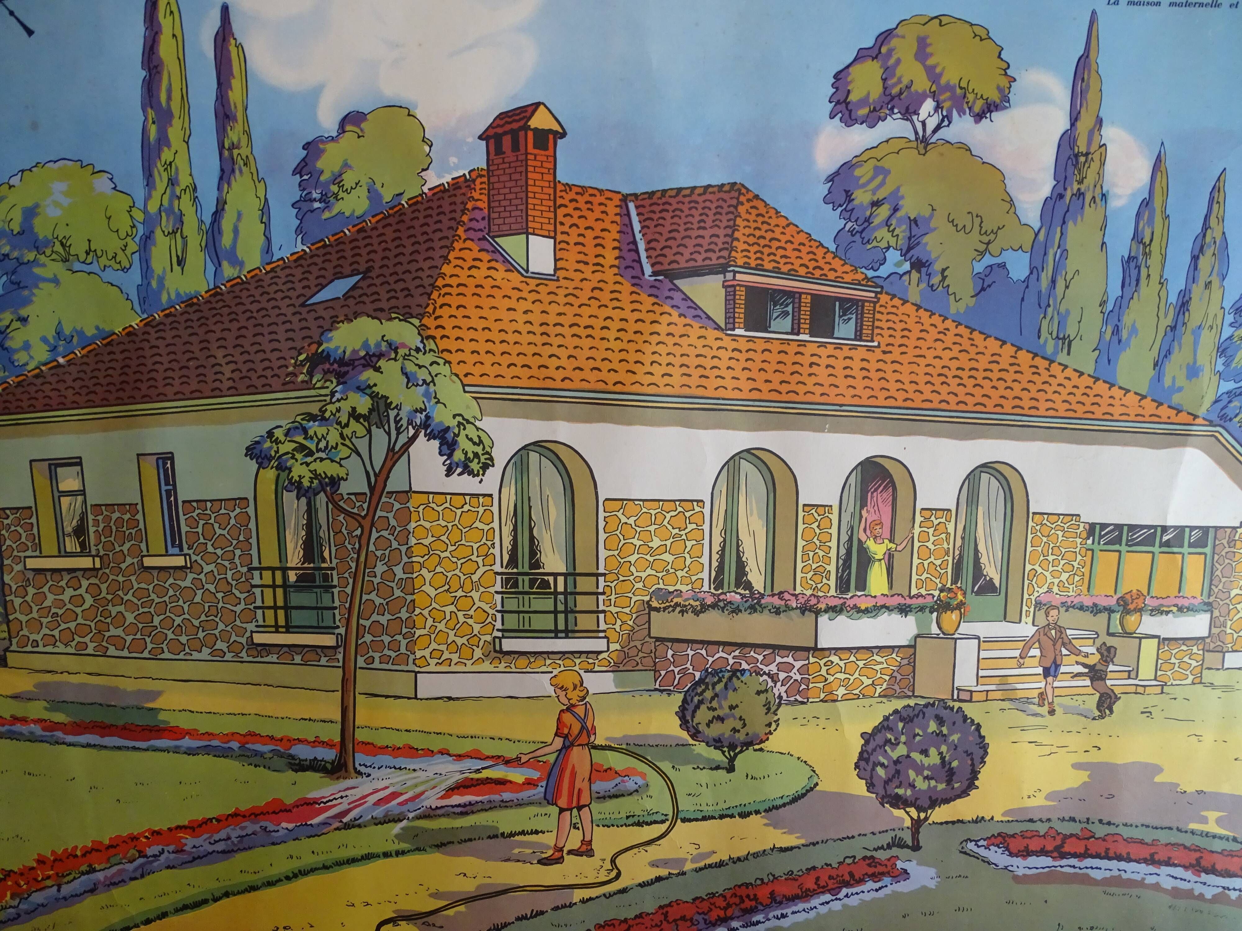 School poster on both sides of pedagogy the frame, the vintage MDI house