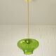 Vintage Pendant Light  Hand Blown Green Glass MCM Bar Hanging Cool Lamps