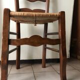 Wooden and straw chairs