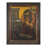 Expressionist painting by Robert Deman, Belgium 1940s