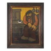 Expressionist painting by Robert Deman, Belgium 1940s