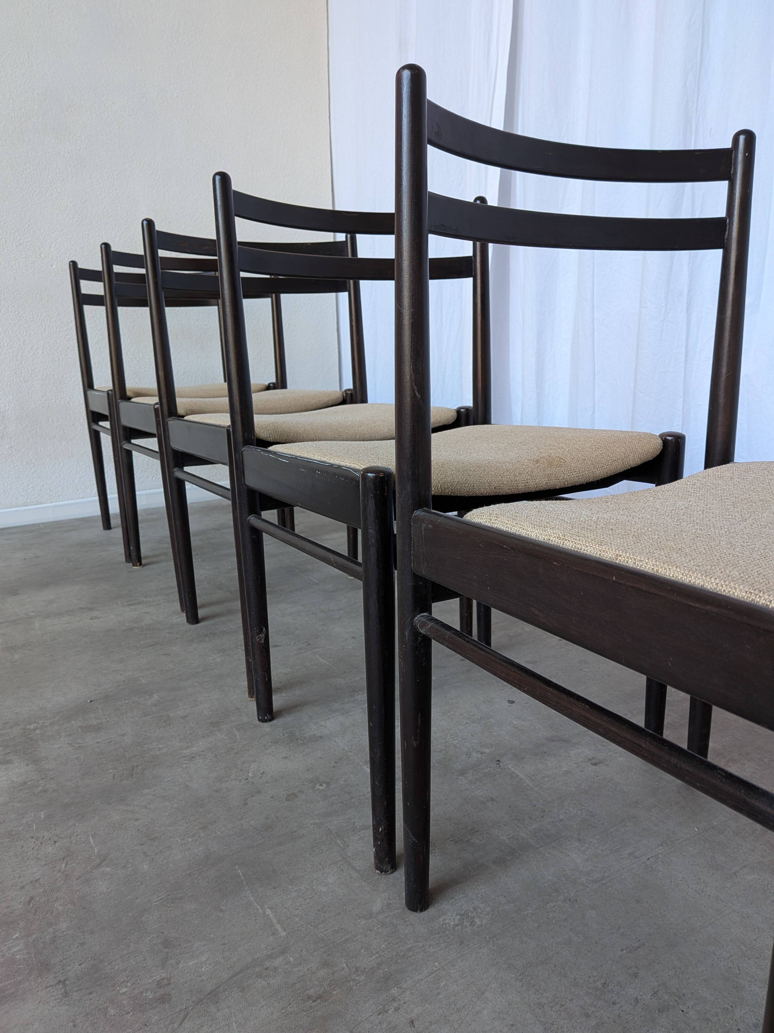 Ensemble de 6 chaises de salle à manger en bois de hêtre vintage / Style scandinave des années 50