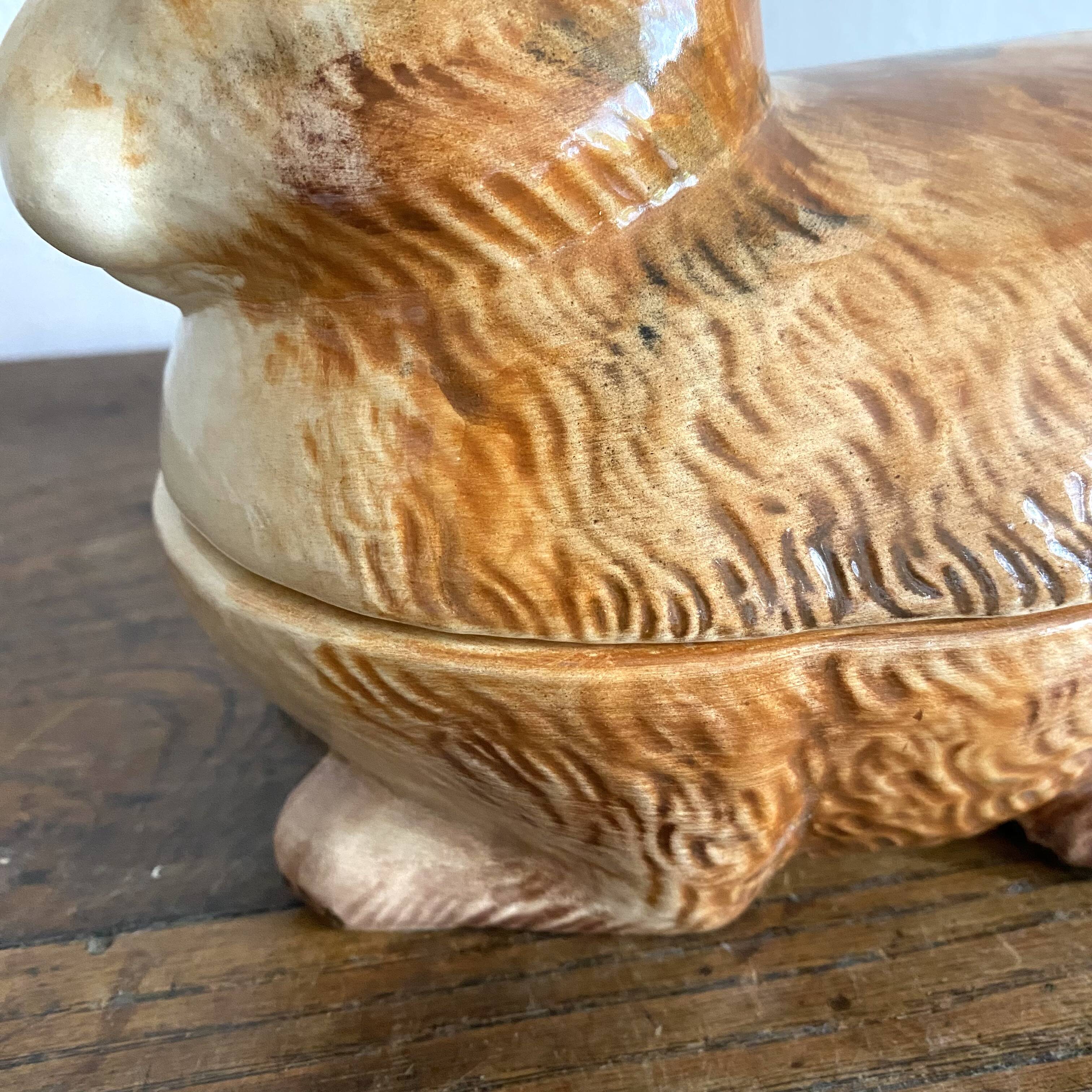 Ceramic rabbit, zoomorphic terrine