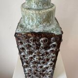 Lampfoot table lamp in stoneware with dots and relief from PM Keramik, Denmark, 1970s