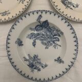 4 deep plates in Sarreguemines iron clay model Flore.